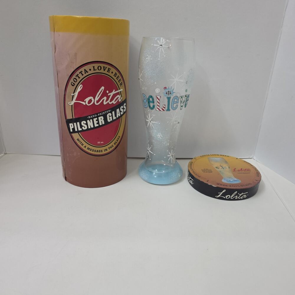 Lolita "I Still Believe" 22oz Pilsner Beer Hand Painted Glass In Box